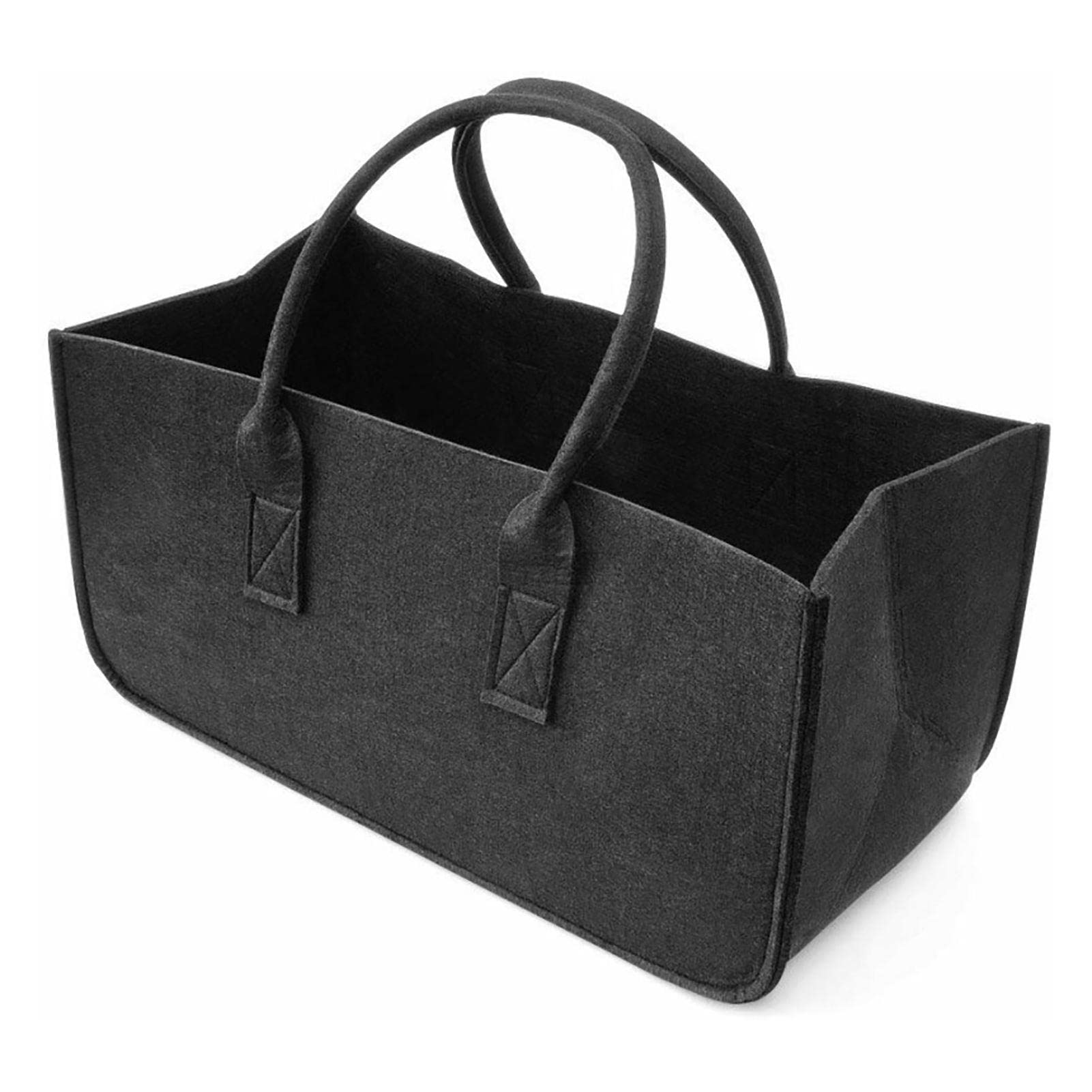 Eastuy A Firewood Storage Basket Carrier Bag, Log Bag Carrier With Carrying Handles For Outdoor Camping, Black