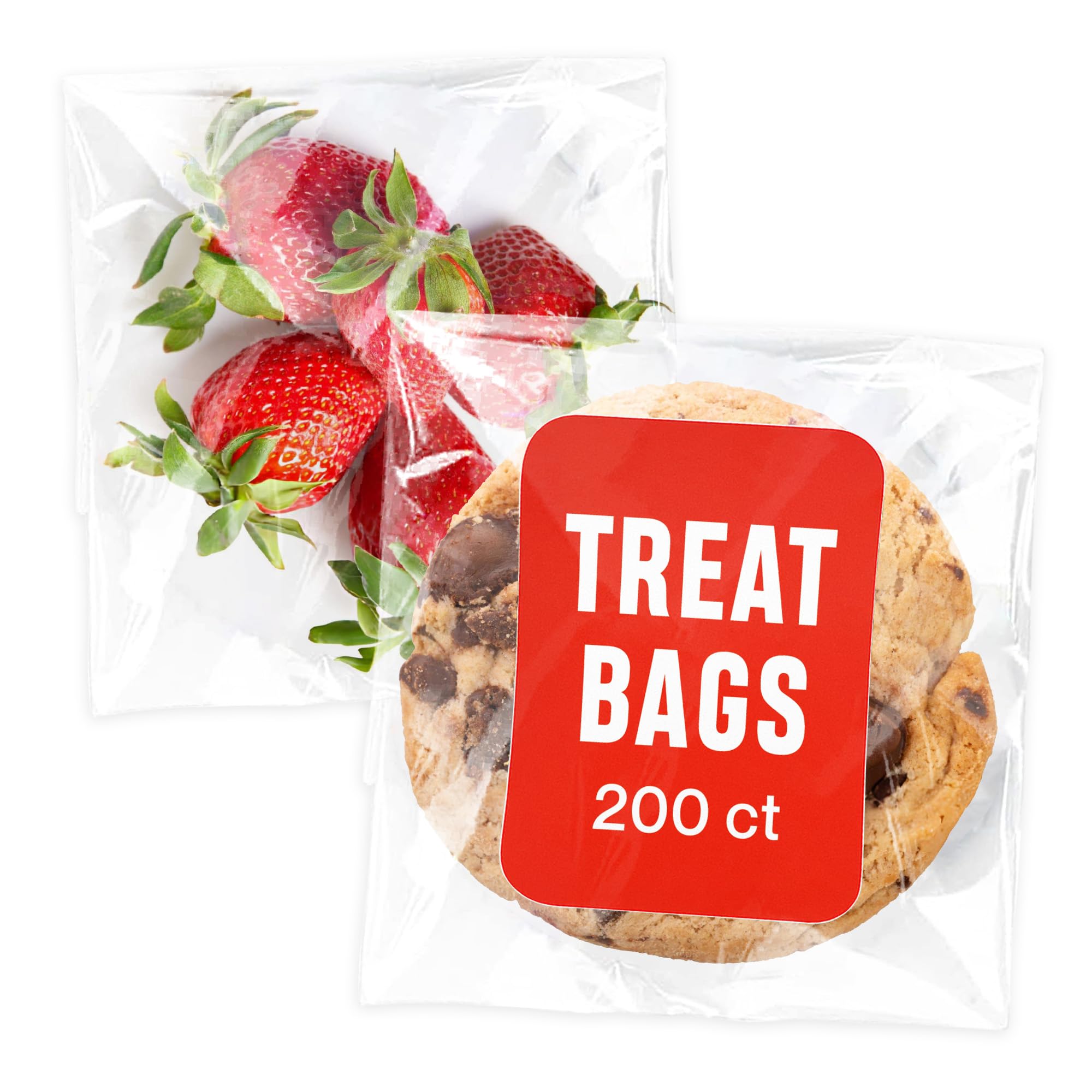 Clear Self Adhesive Sealing Treat Bags | 6 x 10 In Cookie Bag with Seal | Clear Treat Bags for Candy Packaging | 200 Count