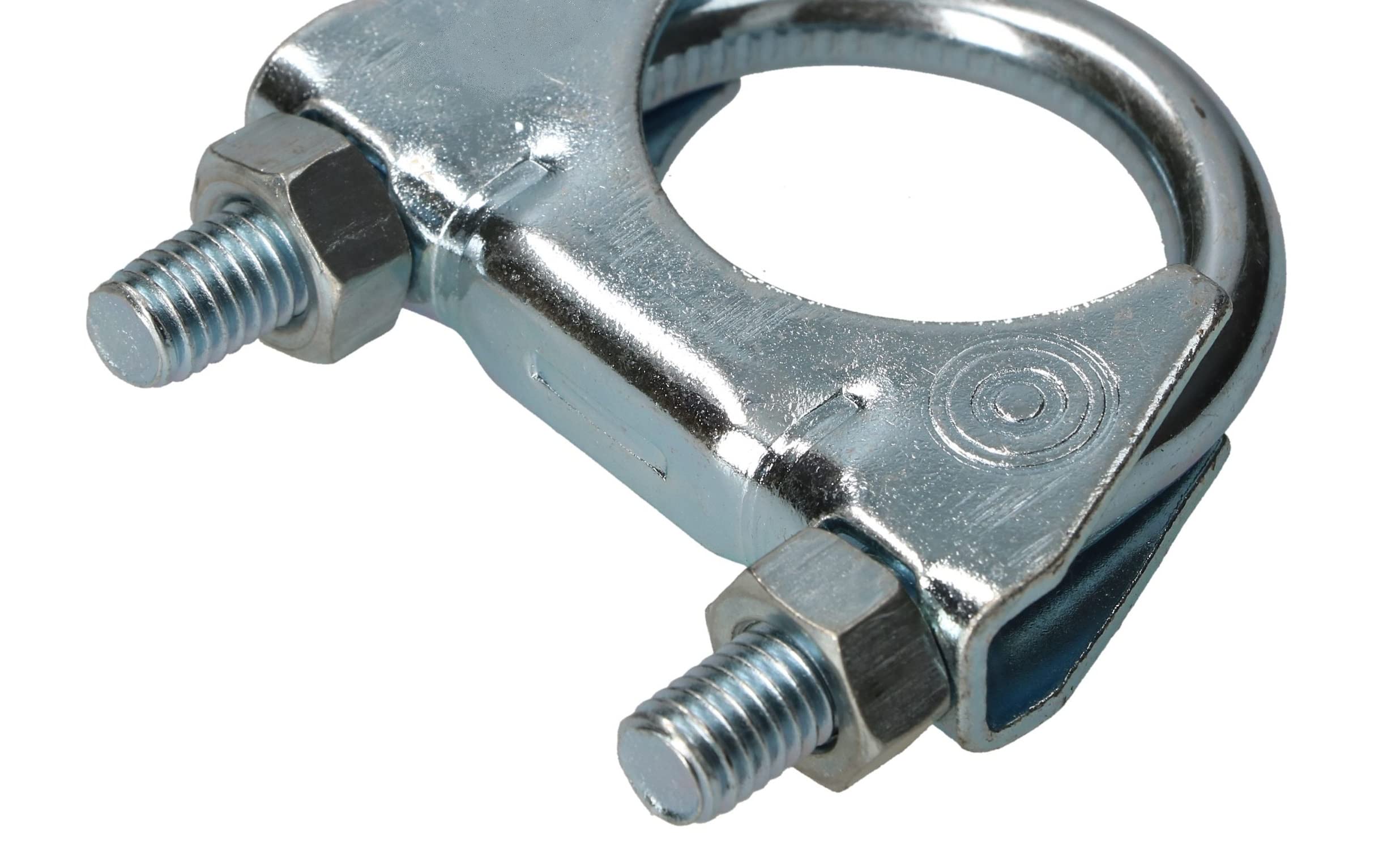 Yeepeo 2 stuks beugelklem, 50 mm uitlaatklem, verzinkt staal, buisklemmen, ronde buisbeugelklem met moer, plaat, U-bouten voor buisverbindingen