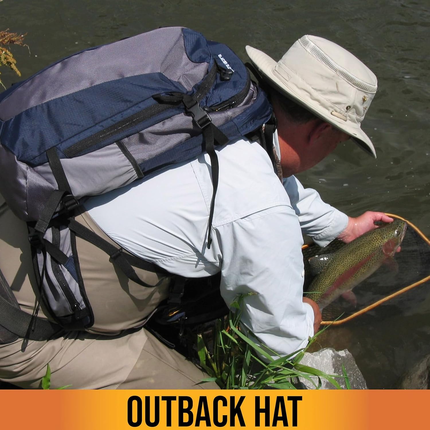 Glacier Glove Unisex Outback UPF 50+ Sun Breathable Cooling Lightweight Fishing Hat with Full Brim, Chin Strap Velcro Pocket