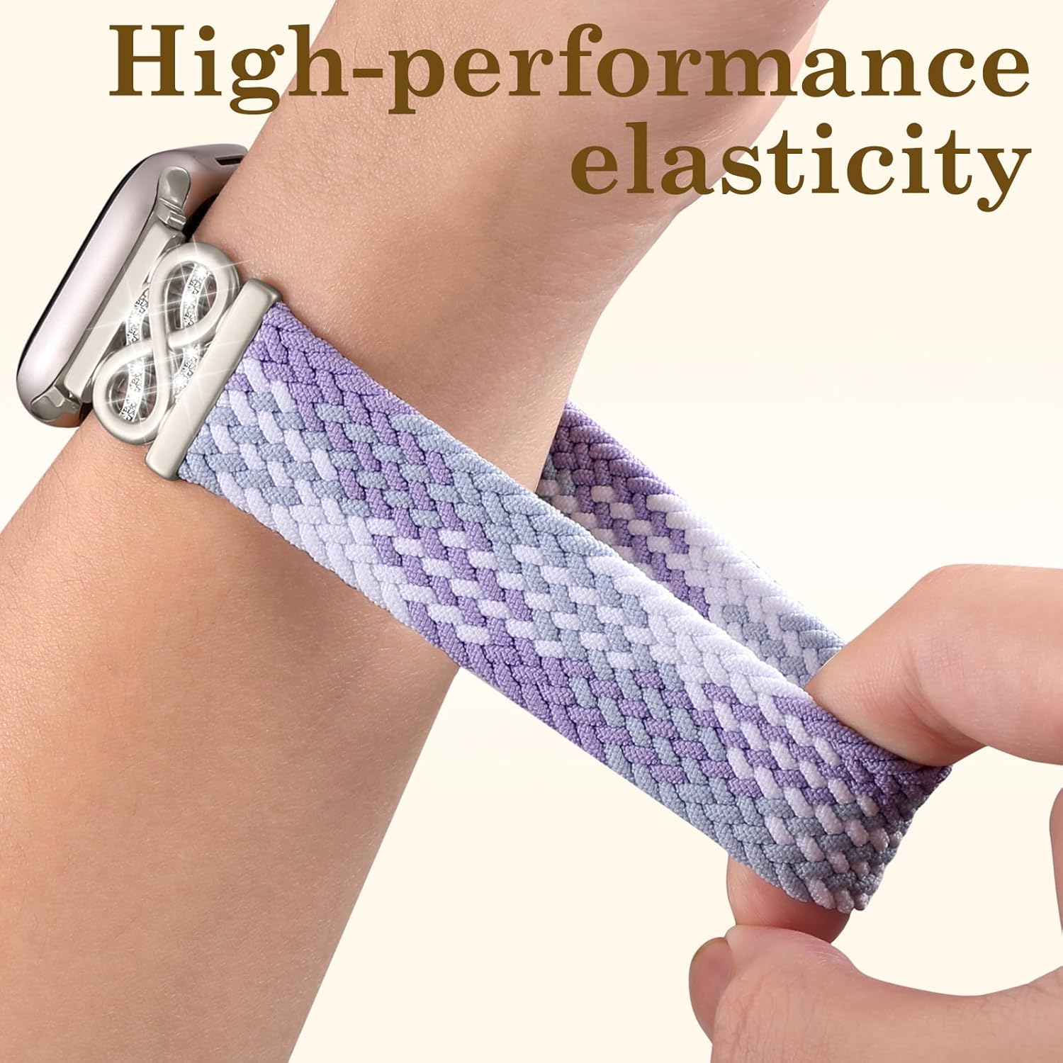 Dirrelo Braided Magnetic Stretchy Nylon Band Compatible for Apple Watch Bands Women 40/41/38/42/44/45/46/49mm, Designer Dressy Infinity Elastic Strap for iWatch Series 11 10 9 8 7 6 5 4 SE/Ultra 3 2 1