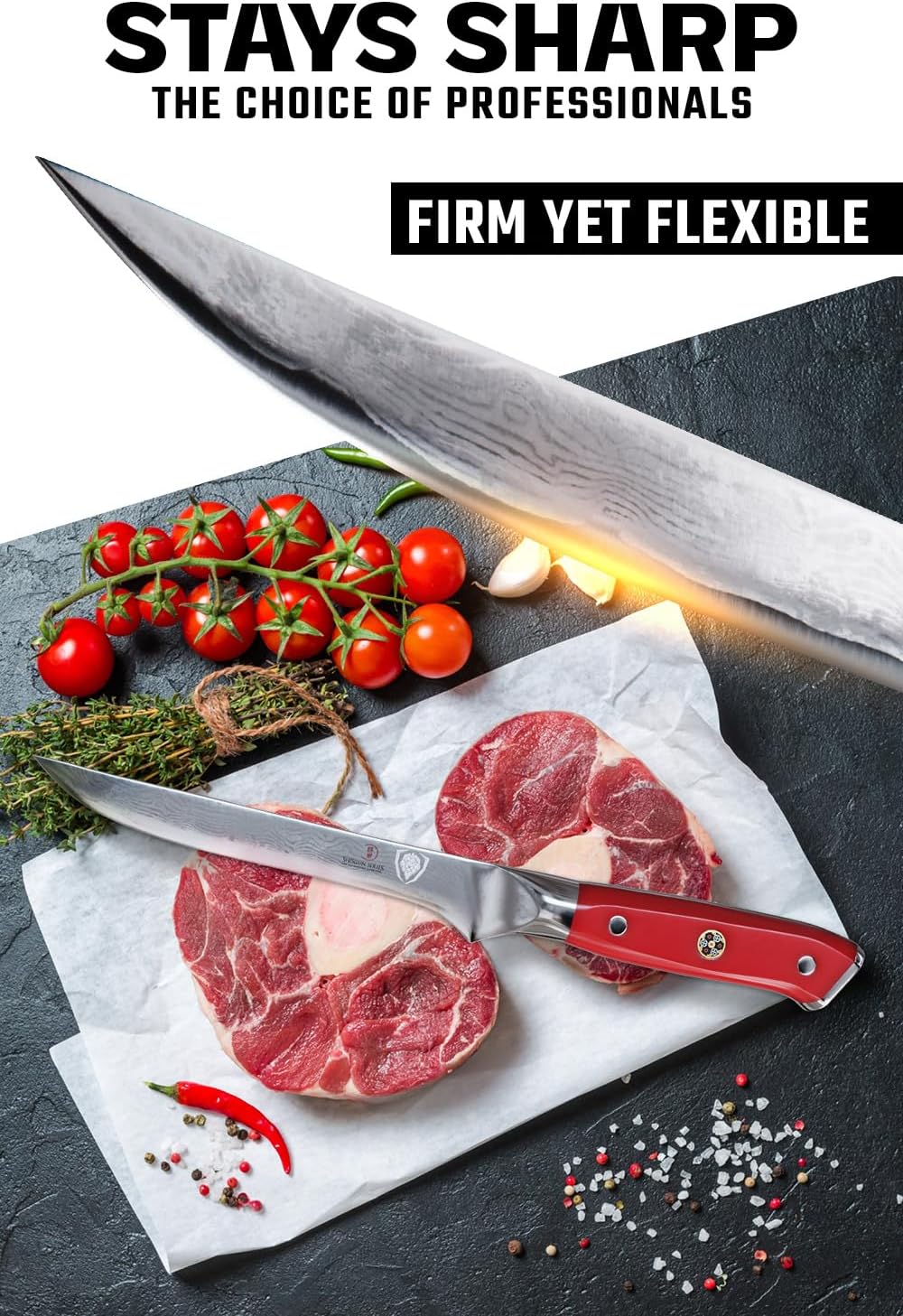 Dalstrong Boning Knife - 6 inch - Shogun Series - Japanese AUS-10V Super Steel Knife Gift- Vacuum Treated- Crimson Red ABS Handle - Razor Sharp Fillet Knife - Meat Cutting, Carving, Trimming w/Sheath