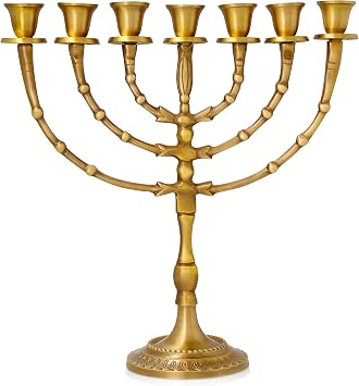 11 high Brass, 7 Branch, Menorah Candles, Brand: Salomon's Menorah, Holyland Beautiful Menorah from Israel The holy Land Jerusalem Antik Jewish minora Candle Holder