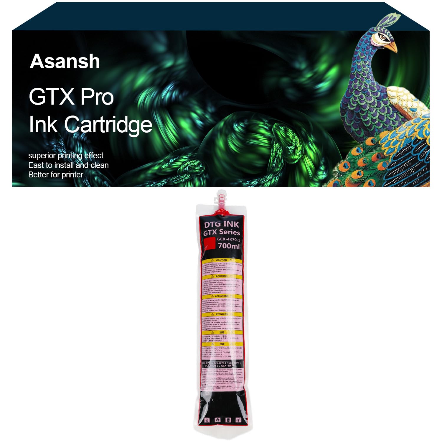 Remanufactured 1PK DTG Magenta Textile Ink Bag Use for GTX Pro GTX Printers (No Chip) 700ML
