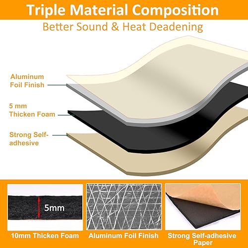 Miniatura 2 de Alfombrilla de amortiguación de sonido y calor para coche - 197 mil 10.76 pies cuadrados, material de amortiguación de sonido y aislamiento térmico