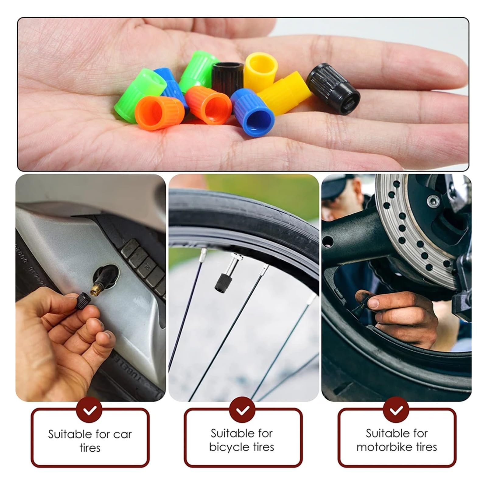 Kunststoff-Reifenventilkappen, integriertes Werkzeug for Entfernen des Ventileinsatzes, universelle Schaftabdeckungen for Autos, Fahrräder und Fahrräder, LKWs, Motorräder(Blue-50Pcs)