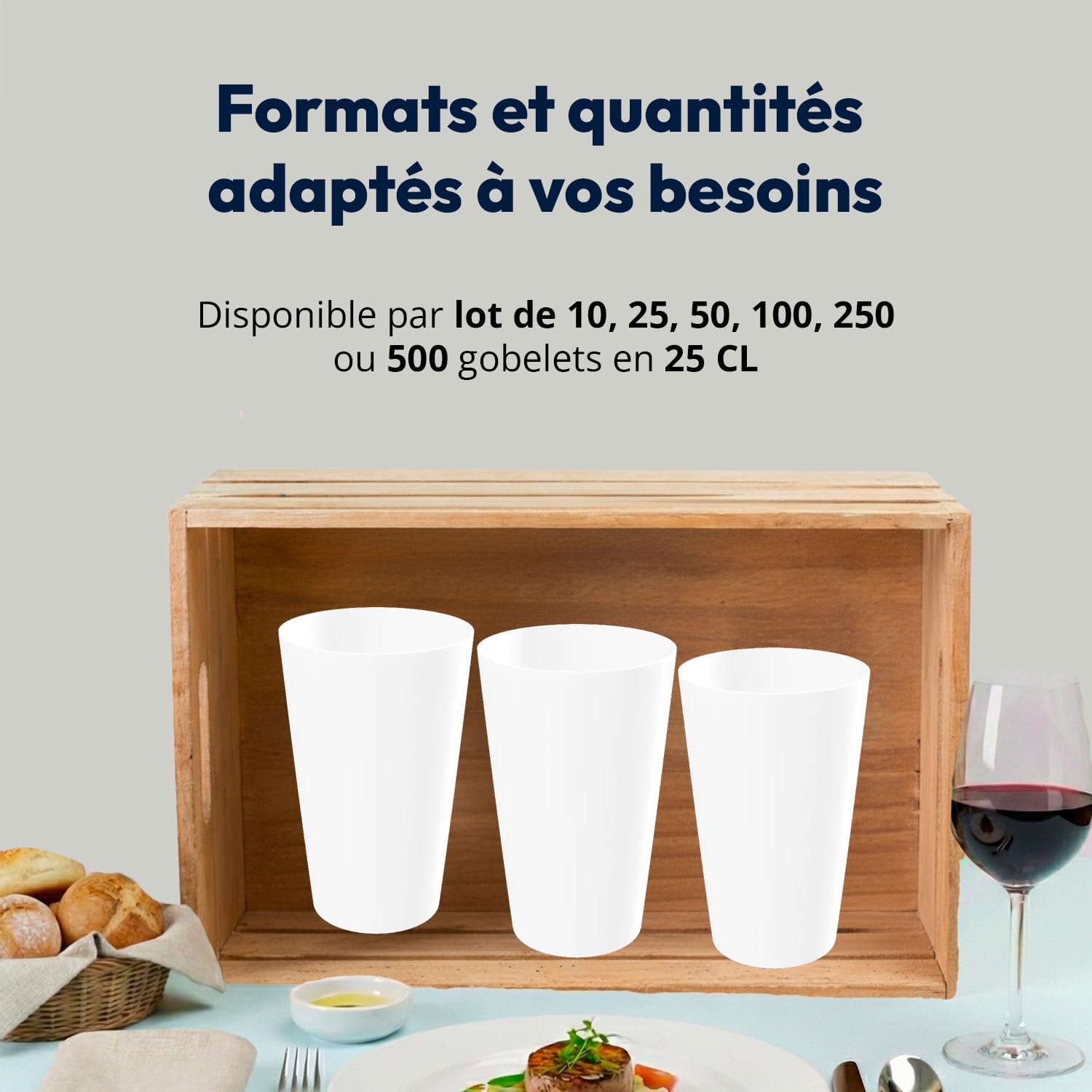 Wobz - Gobelet Vierge Opaque - Polypropylène - Fabriqué En France - 25 cl - Pack De 500