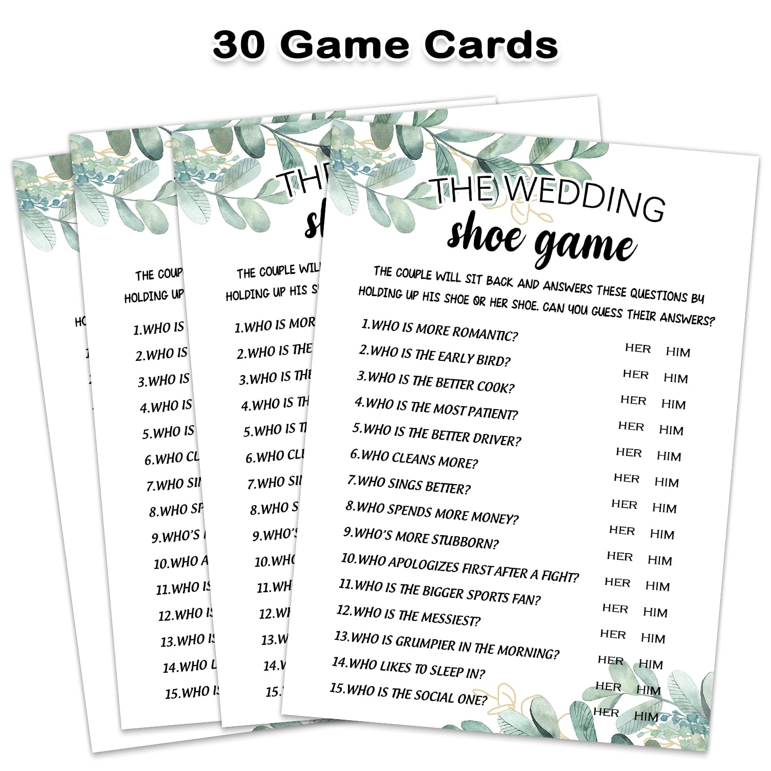 Bridal Shower Game Cards - Advice For Newlyweds, 25 Cards, 5x7 Inches, Minimalist Green Wedding Party Supplies