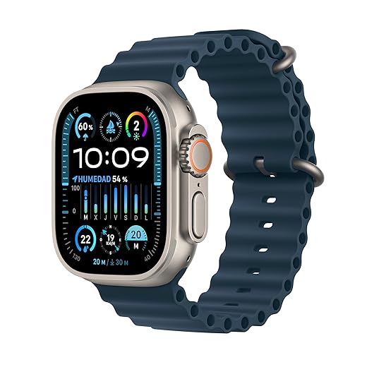 Apple watch ultra 2 [gps + cellular, 49mm] cassa in titanio e cinturino blu oceano (ricondizionato)