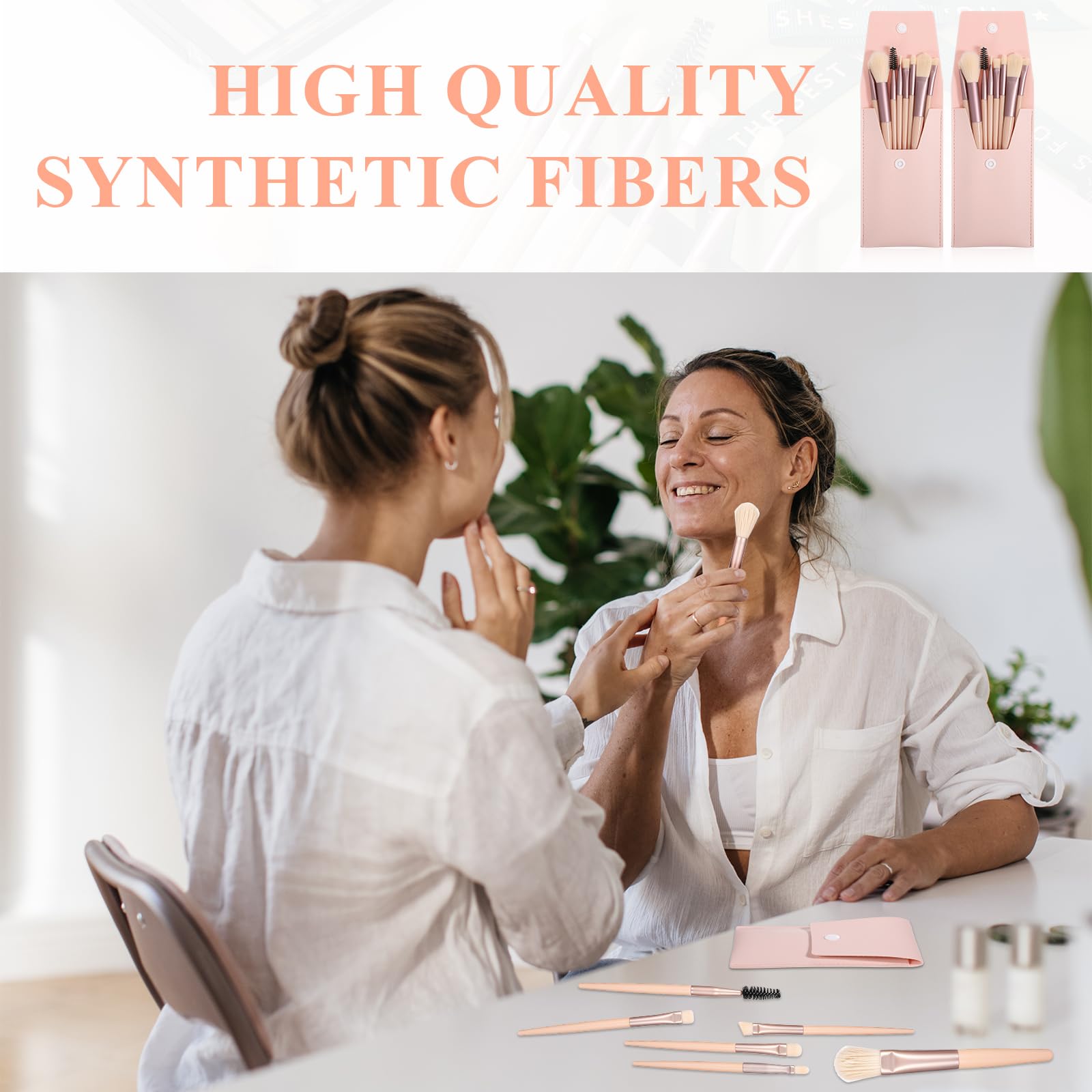Juego de 24 brochas de maquillaje de viaje, mini brochas de maquillaje, brochas de maquillaje en ángulo para mujeres y niñas, regalo de boda (rosa polvo)