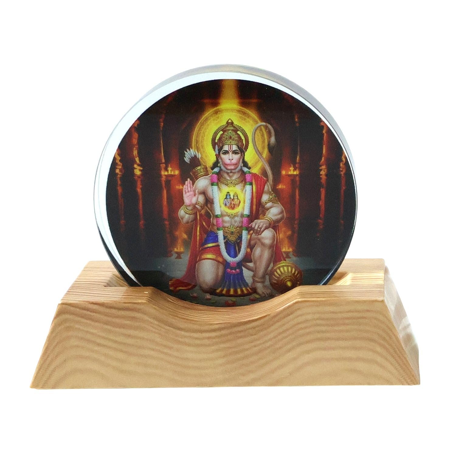 Oblivion Night Light for Bedroom – 3D Lord Hanuman Ji Acrylic LED Night Lamp with Wooden Base, USB Powered Decorative Table Lamp for Home, Mandir, Bedroom & Office Desk, Perfect for Gifting (Set of 1)