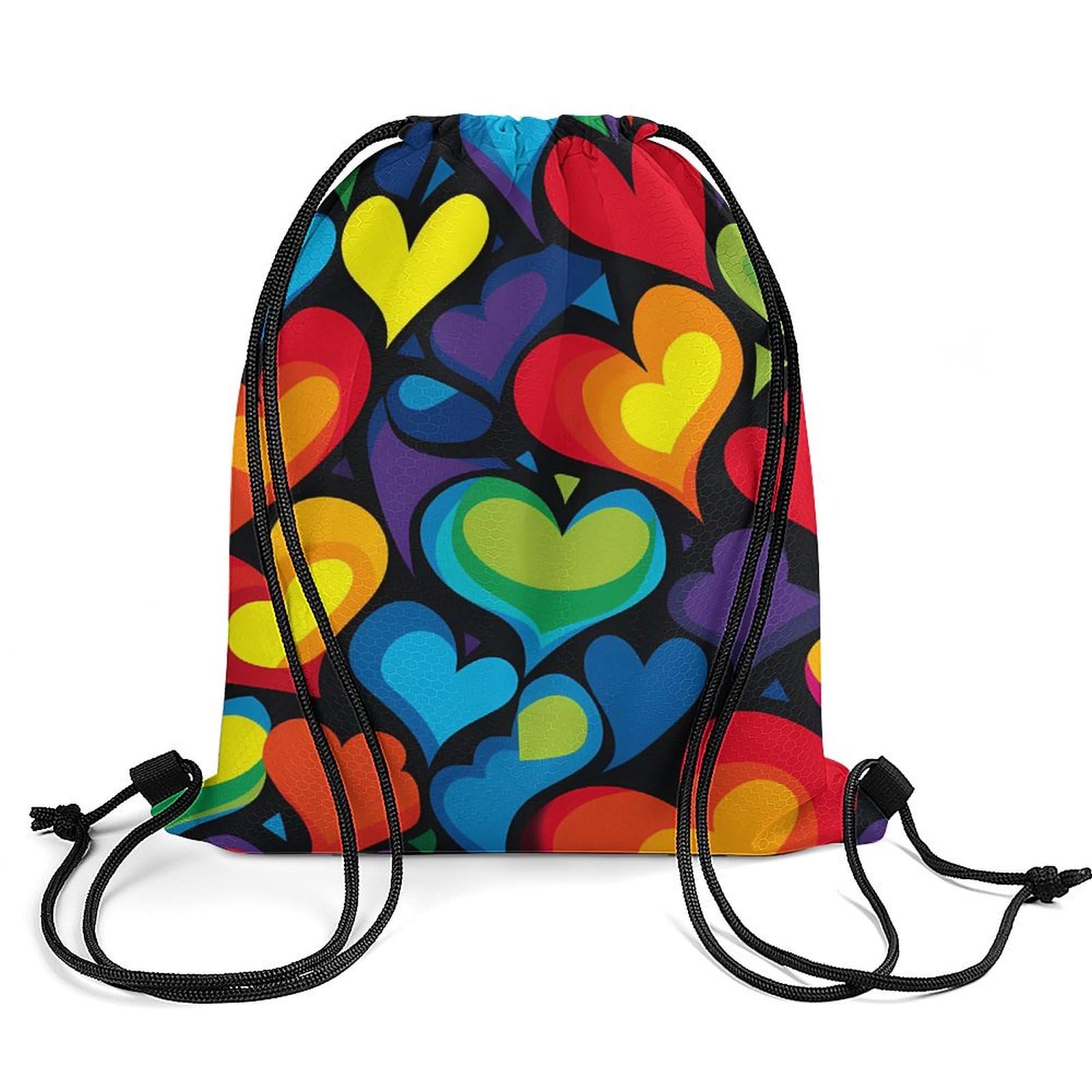 Heart LGBT Rainbow Drawstring Backpack Durable Sport Gym Bags Daypack for Men Women 35 * 42cm