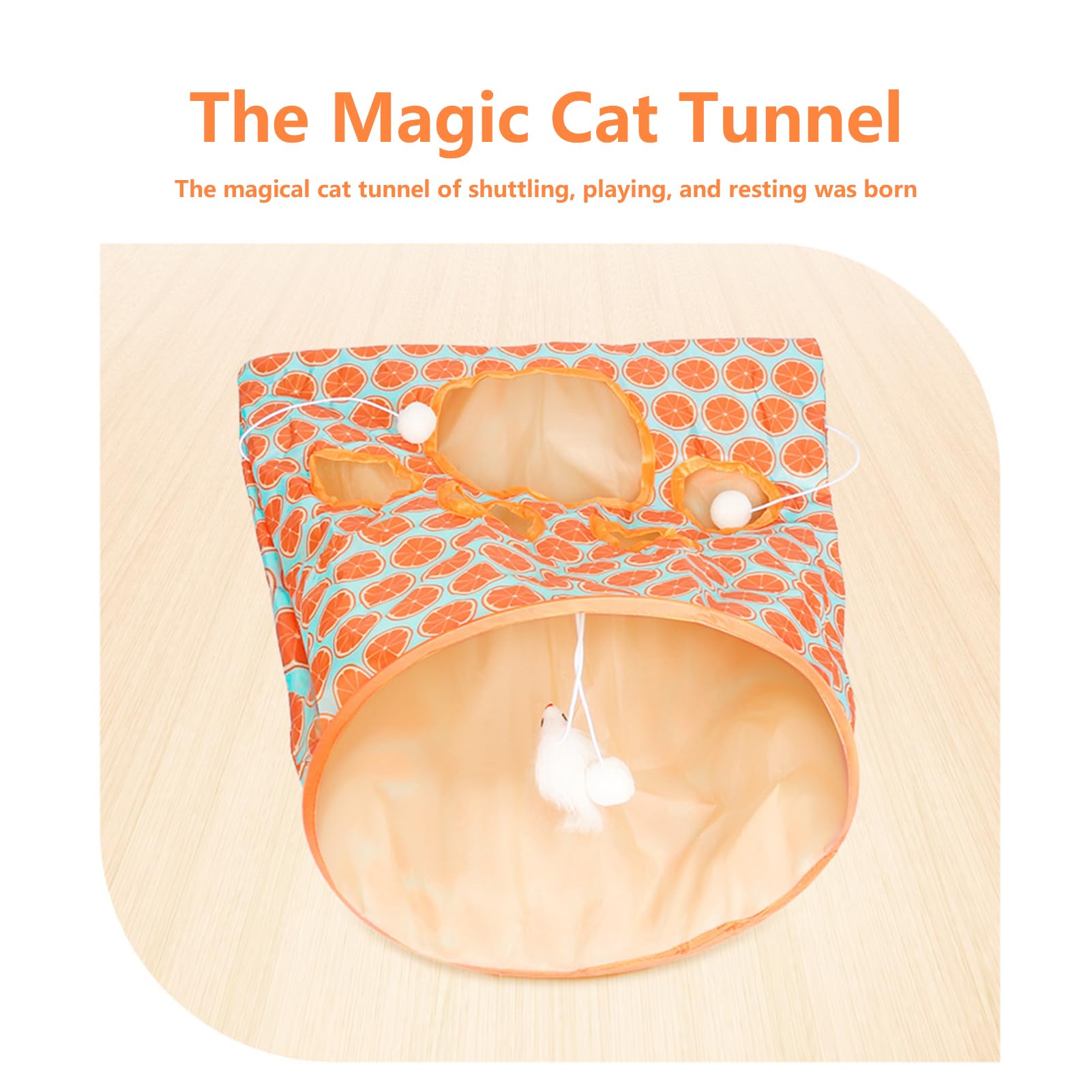 Túnel De Juego Para Gatos De Papel Arrugado - Con Sonido, Incluye Pelota Y Ratón De Peluche, Bordes Redondeados