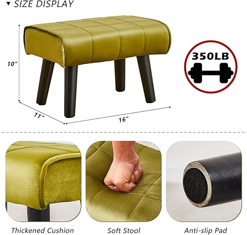 Miniatura 3 de Cpintltr Taburete pequeño otomano moderno con patas de madera maciza, suave acolchado de terciopelo suave puf otomano reposapiés para sofá, sala de
