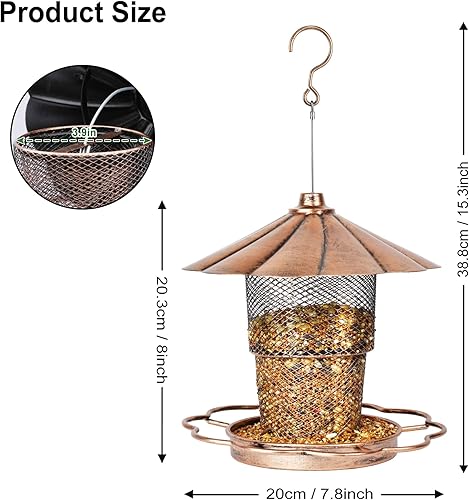 Miniatura 2 de LBTING Comedero para pájaros para exteriores, de metal, a prueba de ardillas, para colgar al aire libre, decoración de jardín, patio, pétalos de