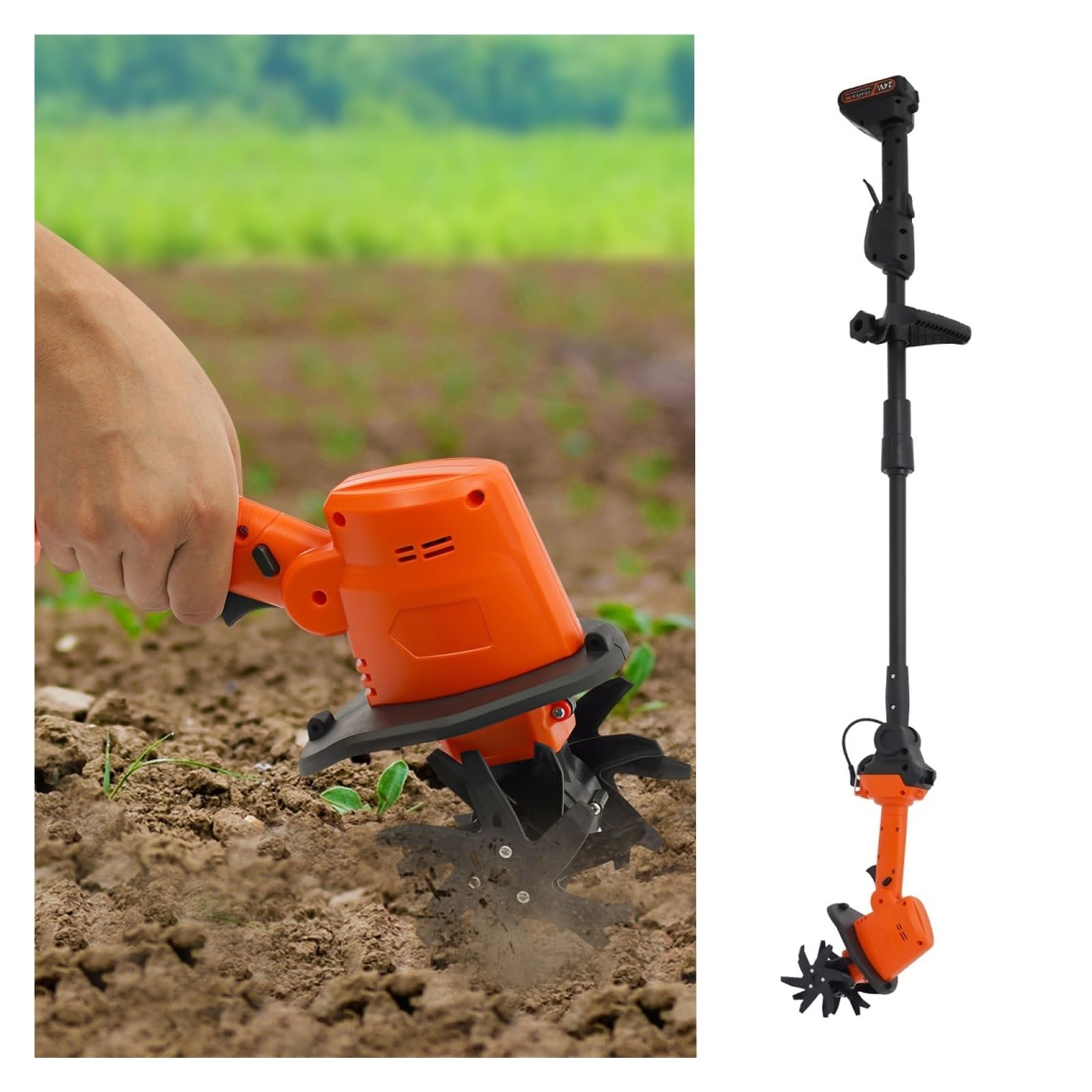 Cultivador Inalámbrico De 21 V, Motocultor Eléctrico Jardín 235 RPM (Ancho/Profundidad 3,94 Pulgadas) For Cultivo Suelo/césped Gran Potencia