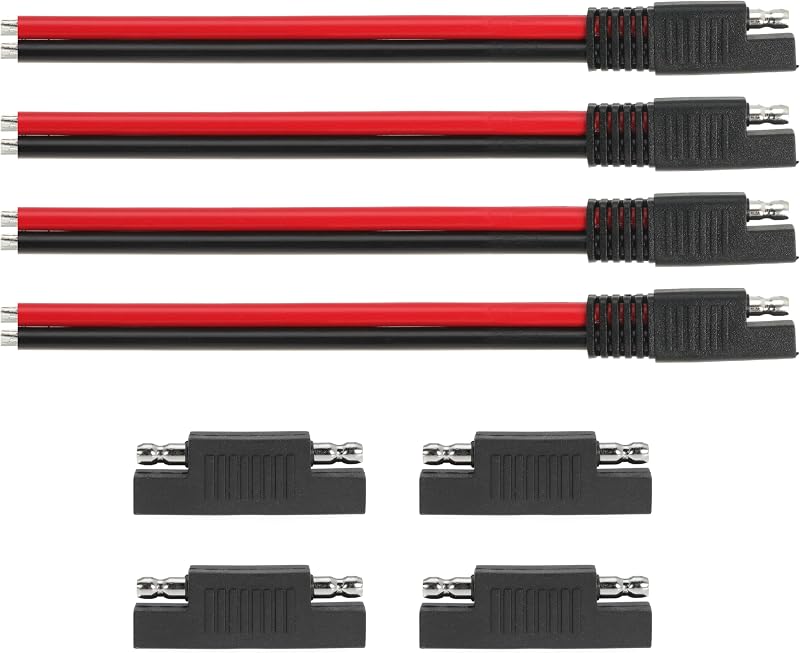 Cabo de extensão SAE 10 AWG com conector de 2 pinos unrulysoul para painel solar, RV e veículos – 4 unidades de 30,48 cm