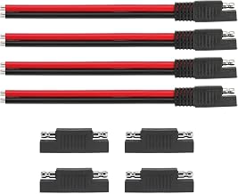 1FT 10AWG SAE Extension Cable, 10 Gauge SAE Connector Cable 10 AWG 2 Pin Quick Disconnect for Solar RV Automotive, 4PCS
