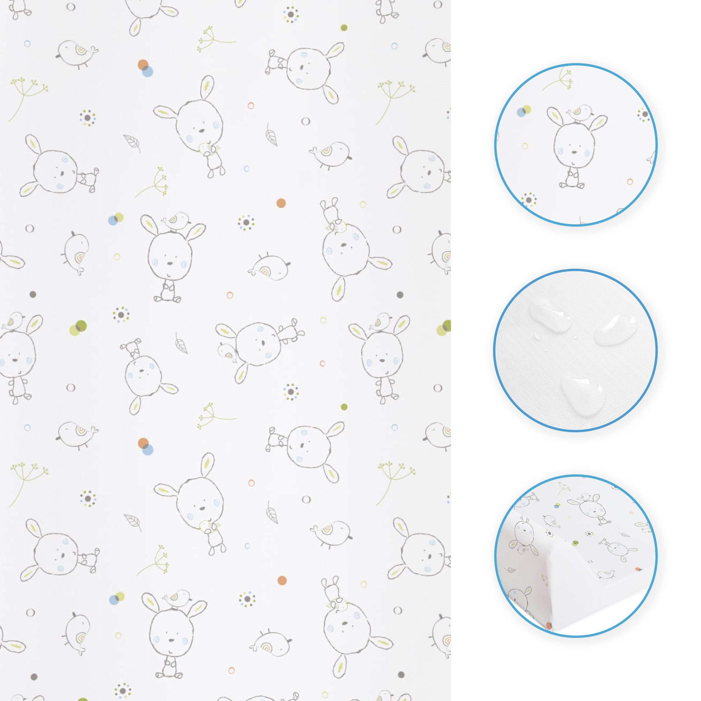 Soft Base Newborn Baby Changing Unit Mat with Raised Edges 50x70 cm (Bunnies) - 4