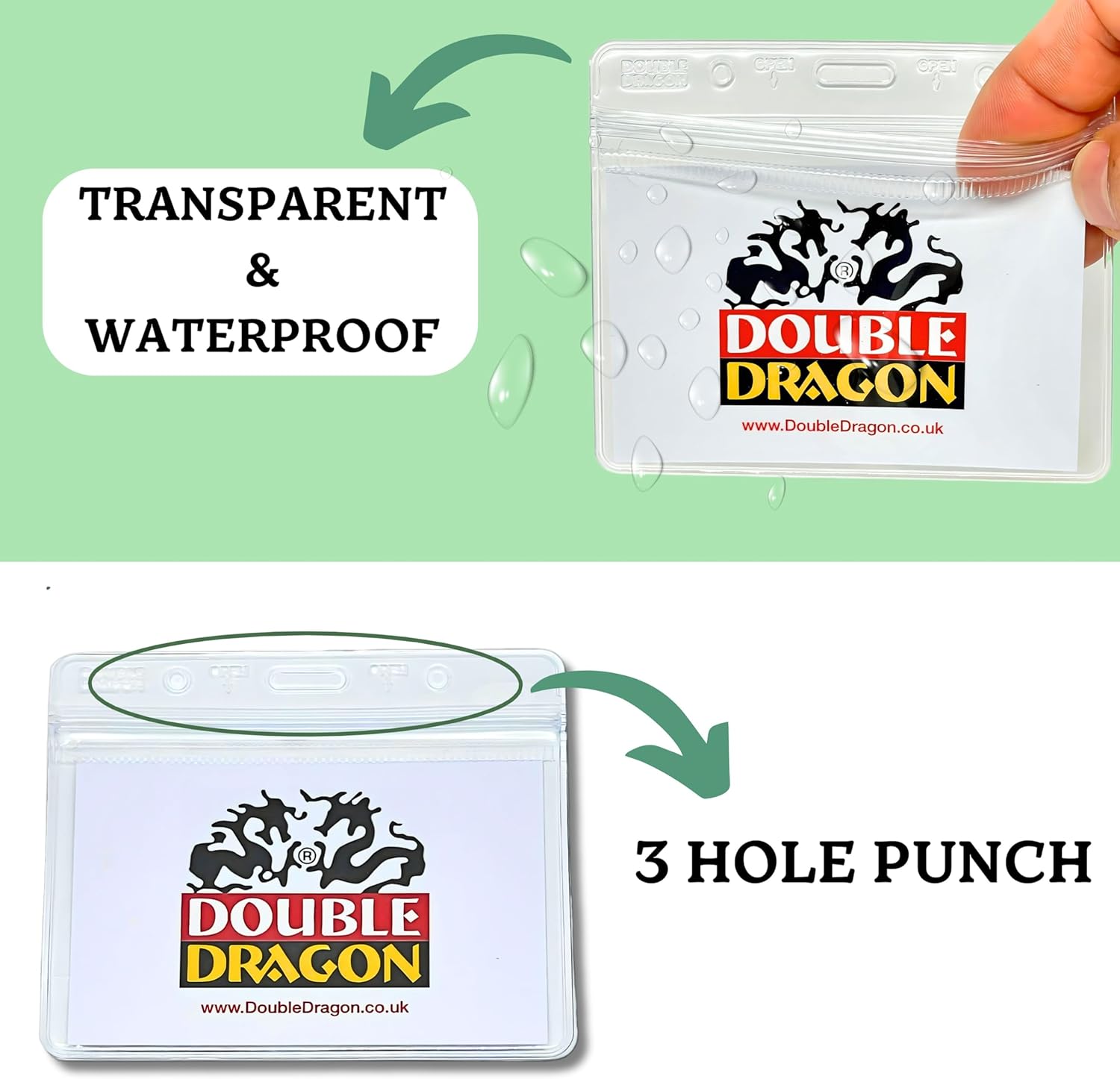 Double Dragon Premium Transparent ID Card Holder, Horizontal, Pack of 100