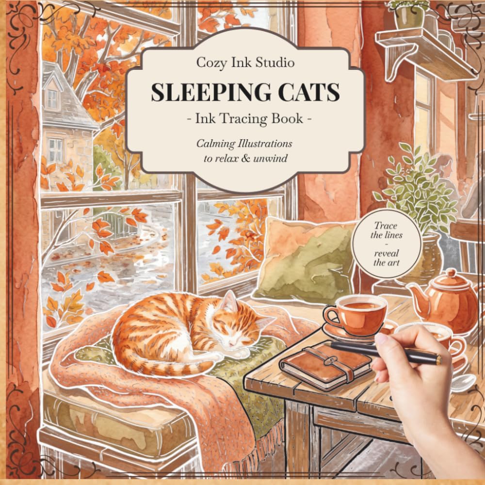 Sleeping Cats: 30 Cozy Reverse Coloring Illustrations for Relaxation and Mindful Creativity