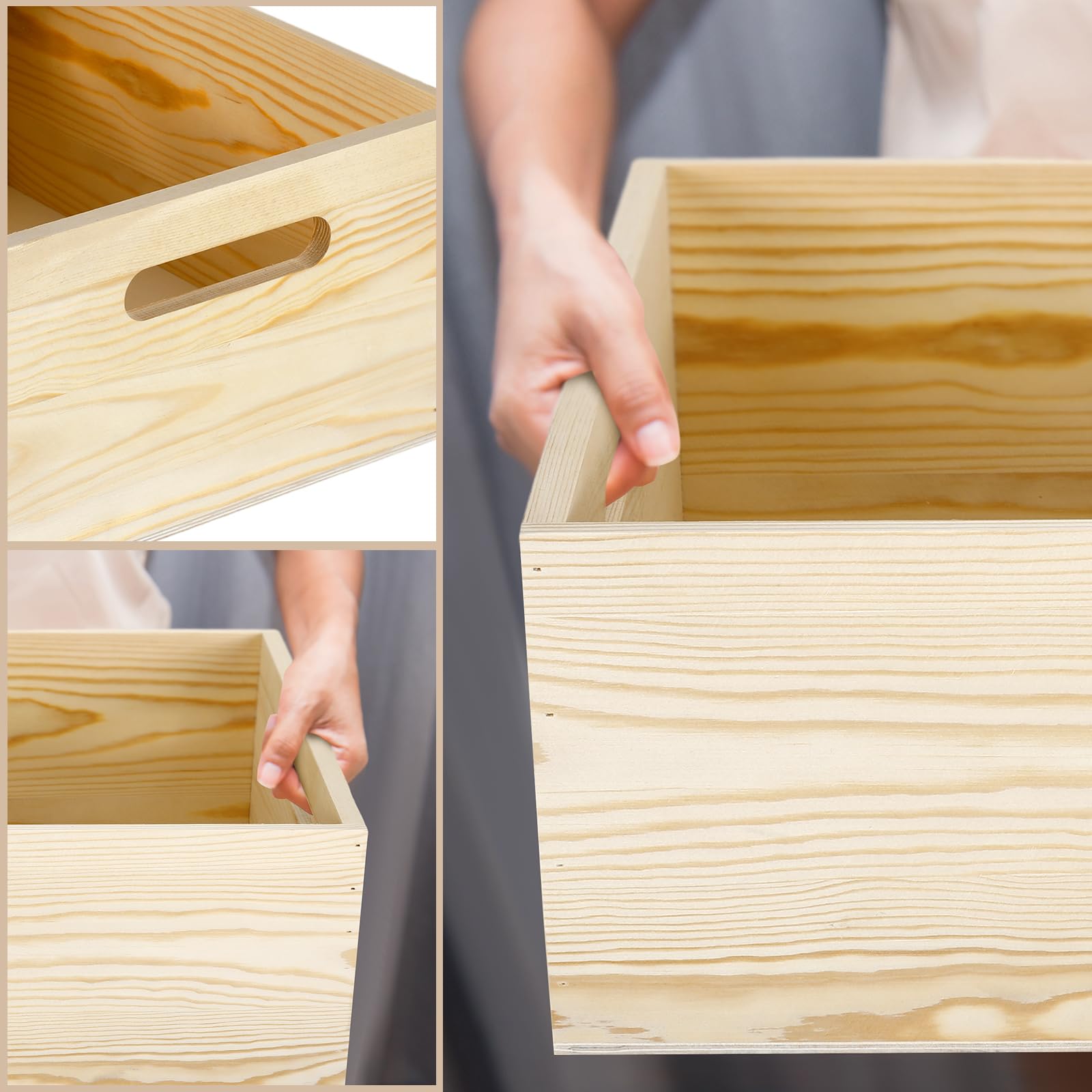 Rustic Wooden Crate - Unfinished Pine Box -7