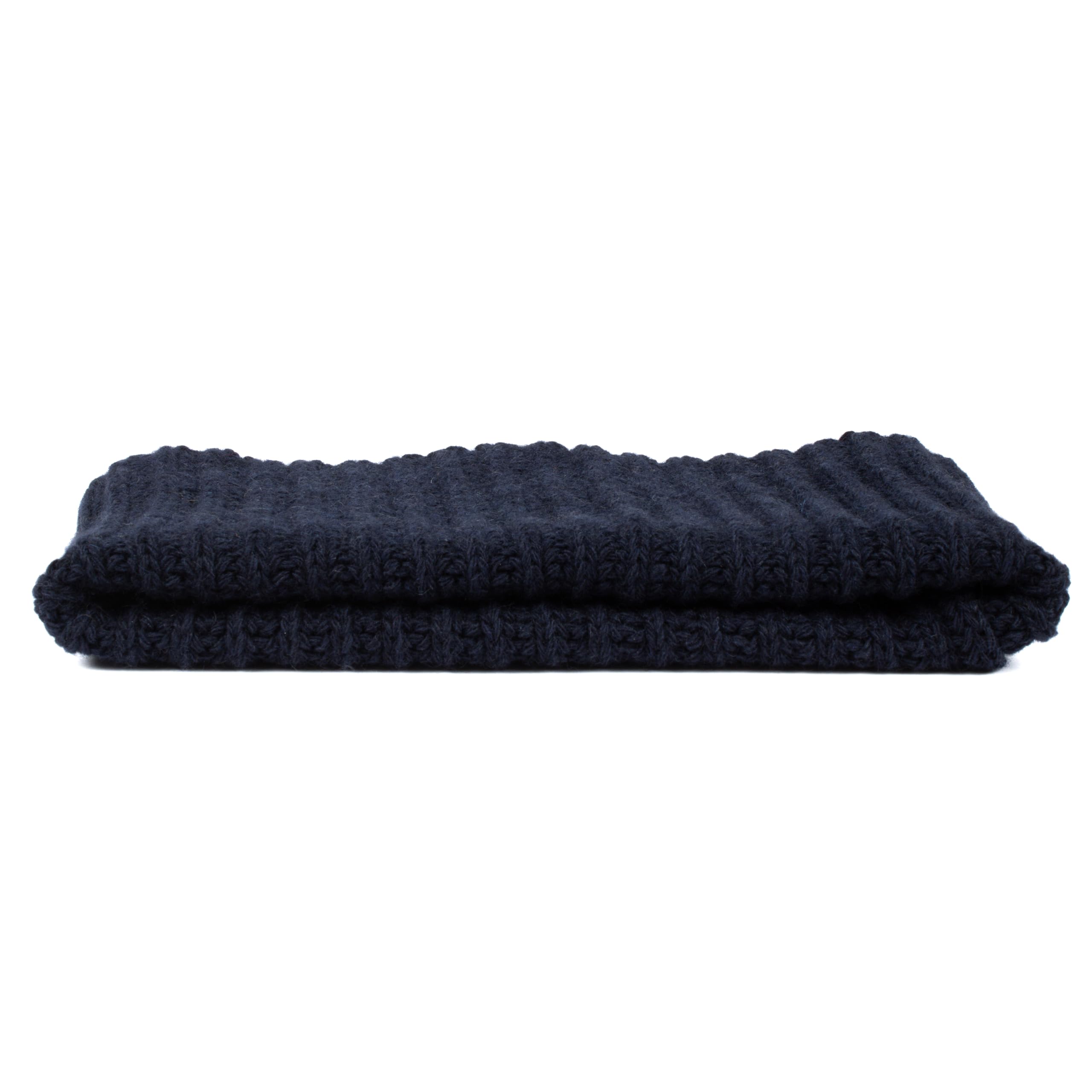 Gorro de cuello 30% cachemira 70% lana merino, Calentador Cuello Invierno, Hombre Mujer, Azul Oscuro, Talla única