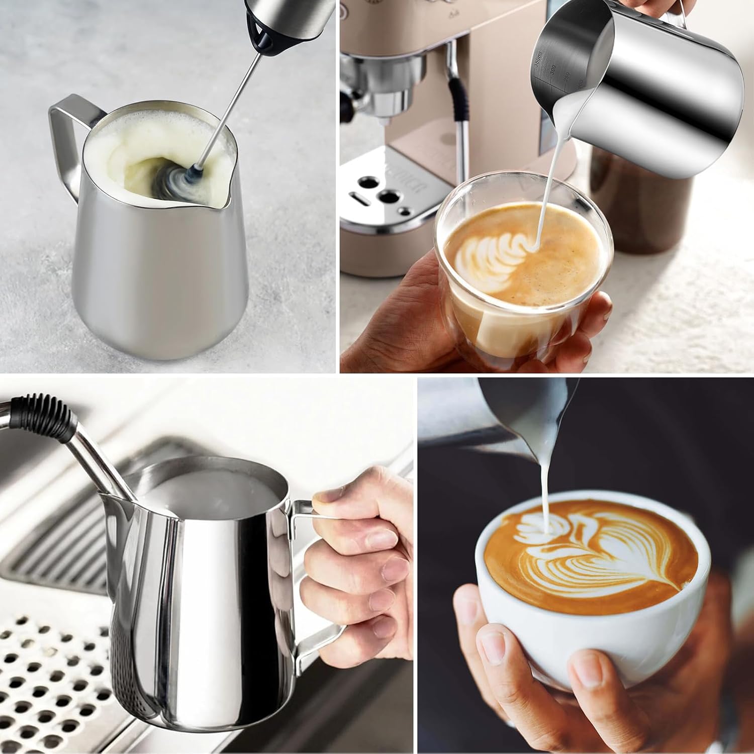Anpro Milk Jug 350 ml/12 oz,304 Stainless Steel Milk Pitcher, Milk Frothing Jug for Making Coffee Cappuccino 7 71hXbEre0oL. AC SL1500