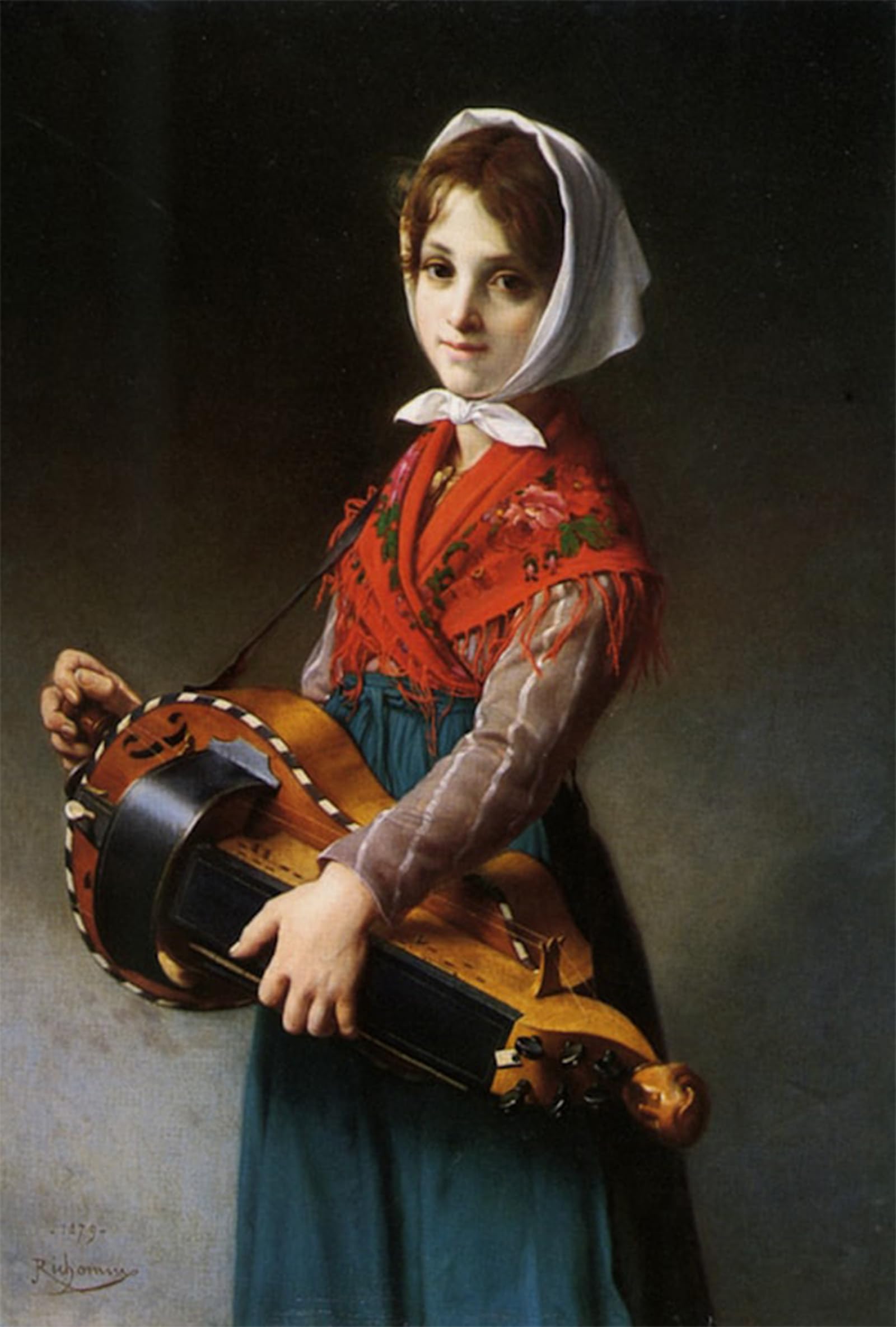 SERENDIPITP Vintage Wall Art Canvas Nordic Poster Canvas Print Picture the Hurdy Gurdy Girl by Jules Richomme Wall Art Poster for Home Decor 60x90cm