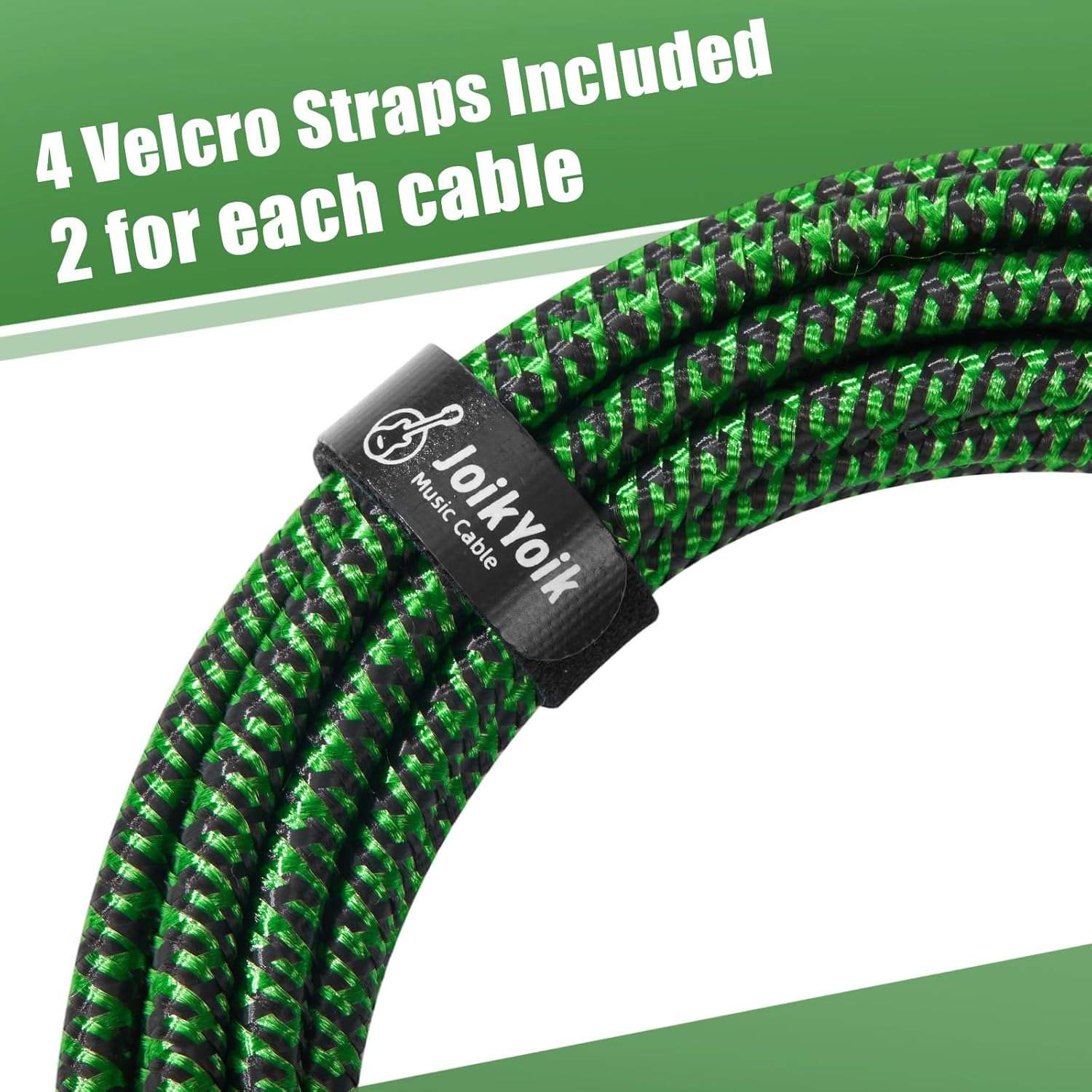 Guitar Cable 20ft 2-Pack, Tweed Cloth Braided Instrument Cable, TS 1/4 Inch Angled to Straight, for Electric Guitar/Bass/Amp, Black & Green