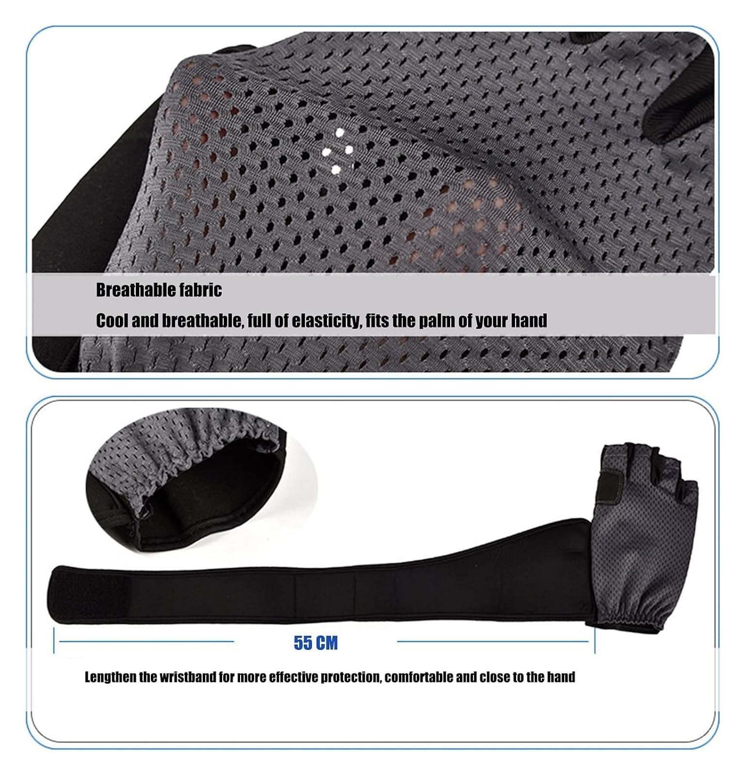 Guanti da guida senza dita, guanti sportivi, guanti mezze dita, guanti for sollevamento pesi for uomini e donne, sport e fitness con supporto for il polso, allenamento in palestra, traspirante(Grey,M)