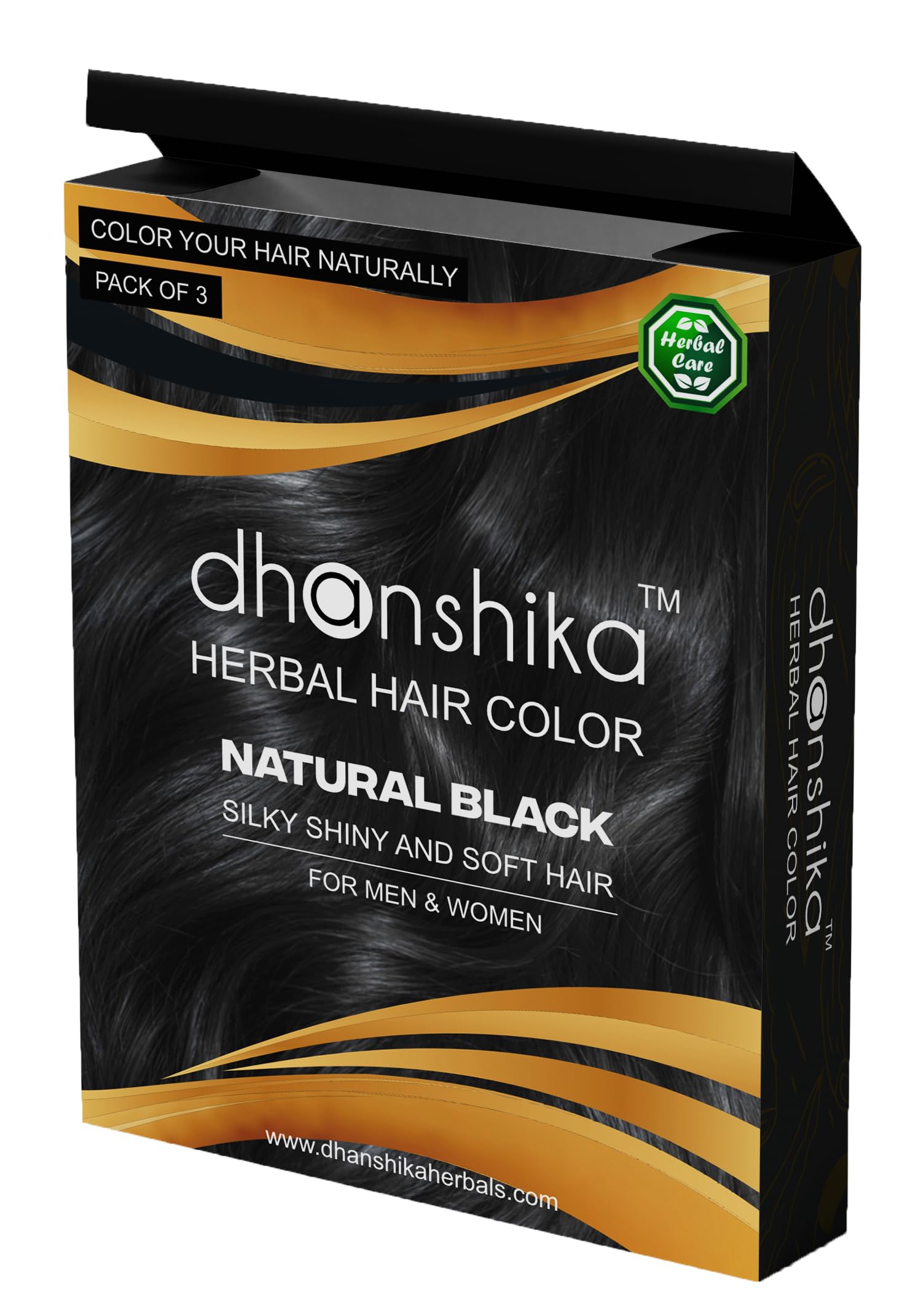 Dhanshika Natural Black Herbal Hair Color, Silky Shiny and Soft Hair, For Men & Women