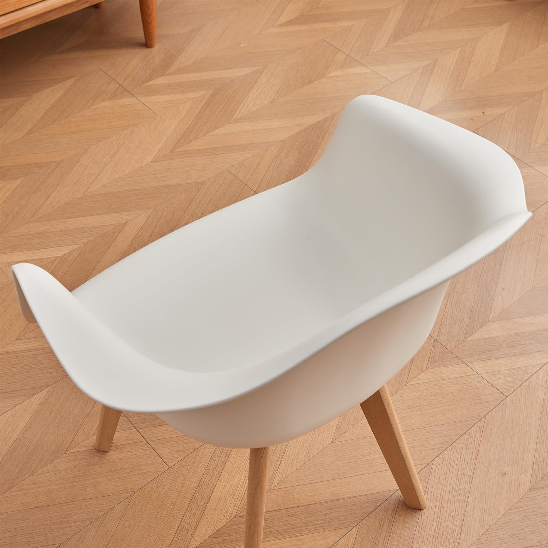 Set di 2 Sedie da Pranzo con Braccioli, Sedute in PP, Bianco | Design Nordico, Polipropilene e Faggio, Resistenti, Facili da Pulire, Fino a 125kg. per Cucina, Sala, Ufficio, Caffè.