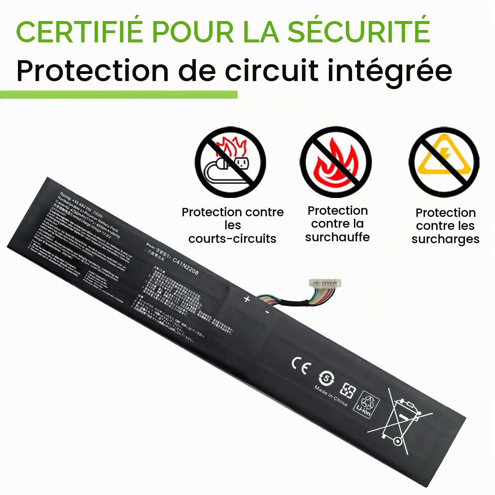 XITAIAN 15.48V 74Wh 4780mAh C41N2208 Remplacement Batterie pour ASUS ROG Ally (2023) RC71L