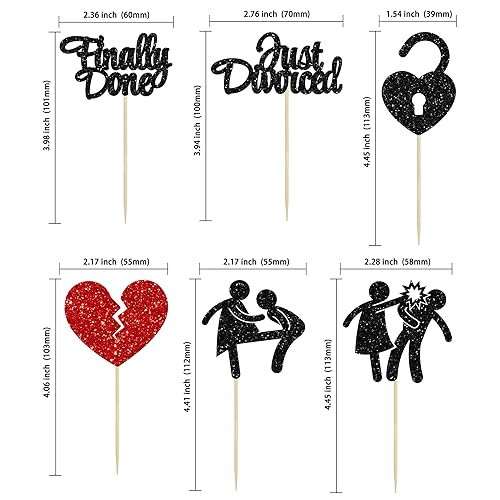 Miniatura 2 de Gyufise 24 piezas de decoración de cupcakes de divorcio con purpurina Finally Done Just Divorced Cupcake Picks Break Up Theme Cake Decor for Bye