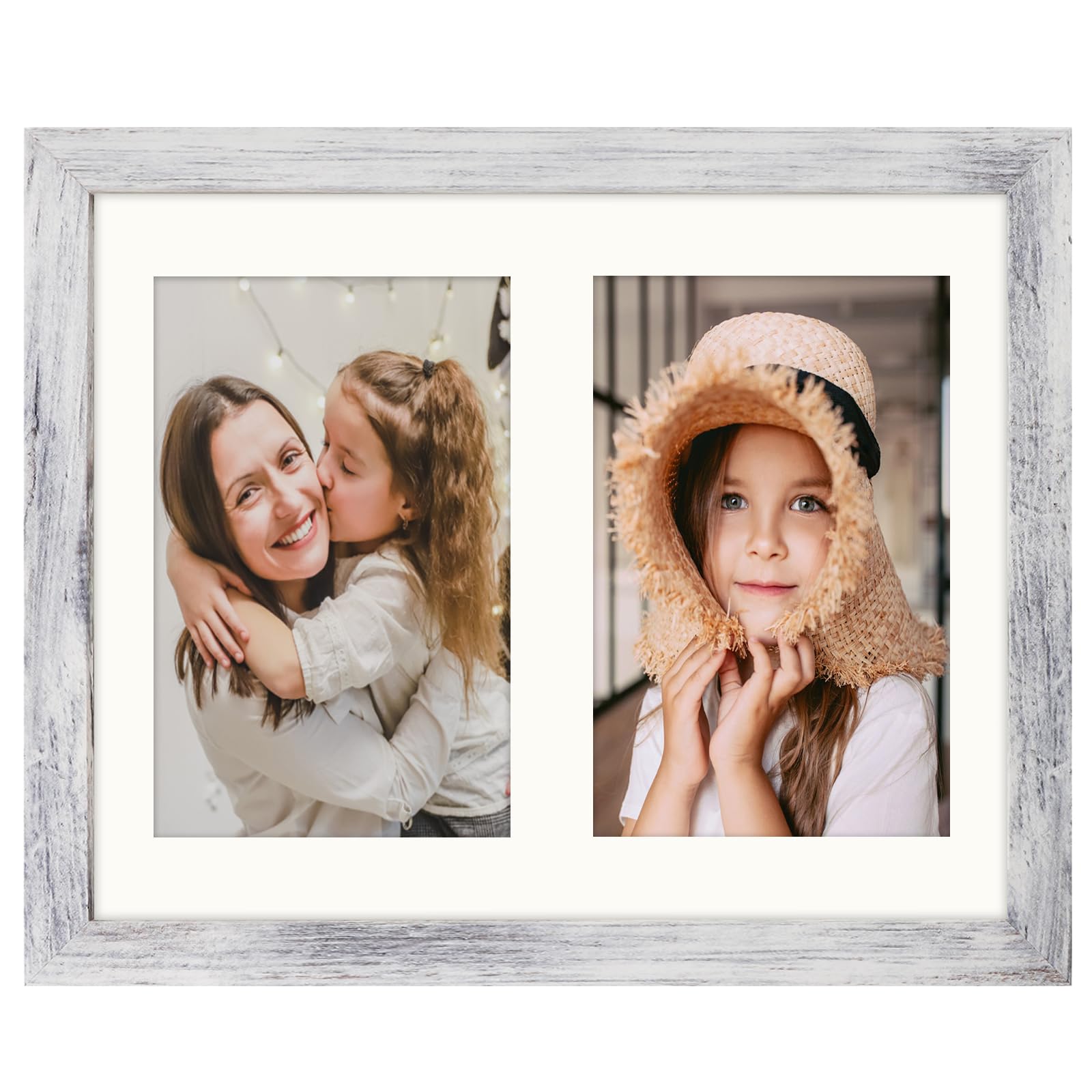 ORIVAN8x10 Picture Frame White Display 4x6 Double Photos Horizontal and Vertical Formats