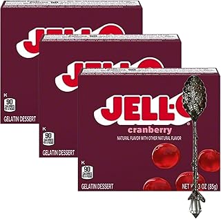 Candy Freezer Gelatin Dessert Mix - 3 oz Boxes (Pack of 3) - with Gem Spoon (Cranberry) - Gem Spoon
