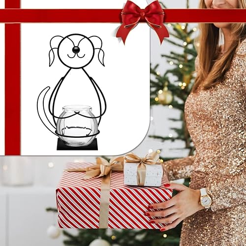 Miniatura 7 de Desktop Glass Planter Vase Holder, Metal Dog Plant Terrarium Stand for Plants Creative Decorations for Home Patio Lawn Garden Perro