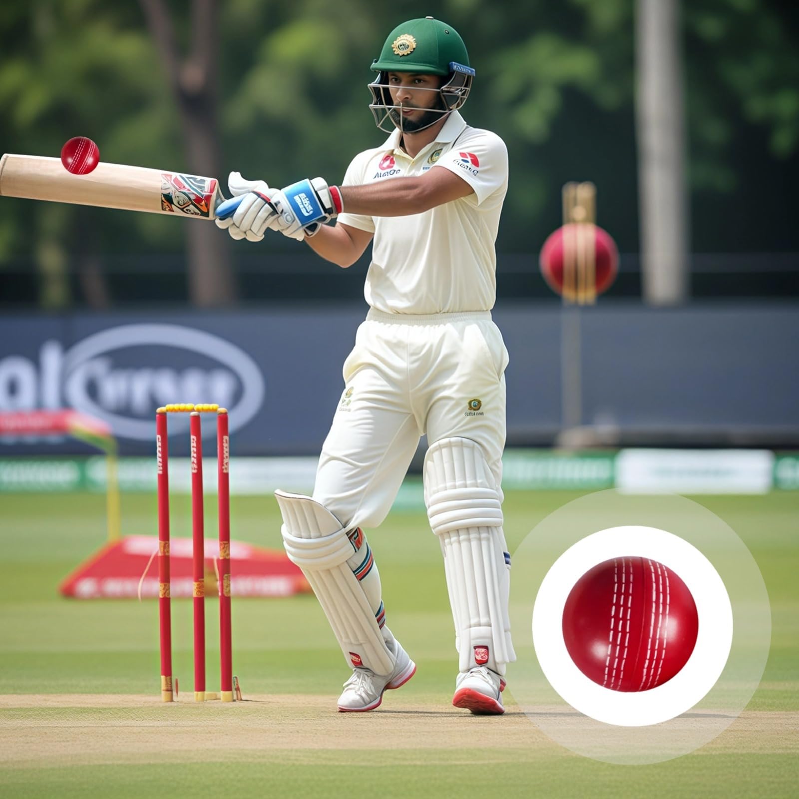 Generisch Cricketball-PU-Druckspielzeug, 2,5 Zoll weicher Cricket-Übungsball, rot mit weißer Naht, Set aus 3 Stück, ideal für Techniktraining und Familienspielspaß