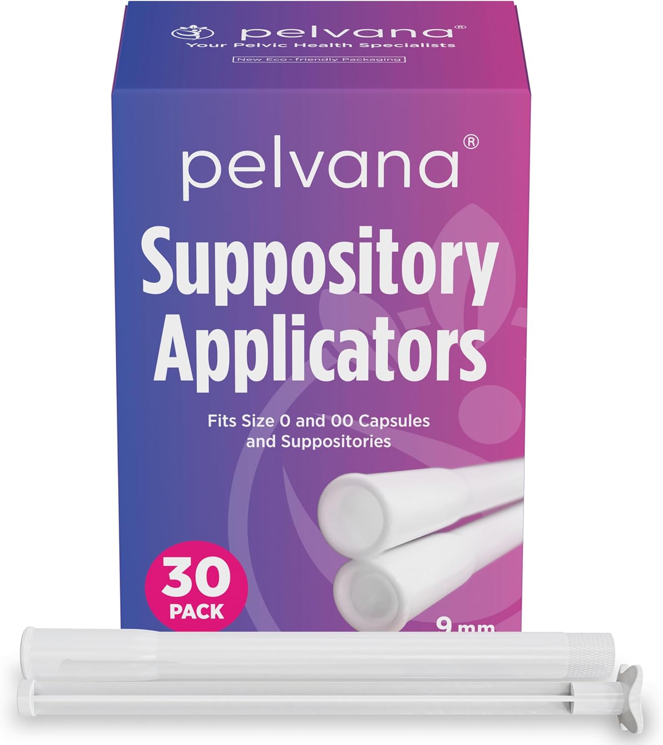 Pelvana Vaginal Suppository Applicators for Women - 30 Individually Wrapped Sterile Applicators, Fits Size 0 & 00 Capsules, Pills, Tablets up to 9mm - Disposable, Rounded Edges, Easy-Grip Handle