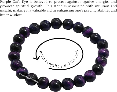 Vista 700 de Amazing Gemstone Crystal Bracelet for Women Men's Gifts - Protection Healing Crystal Bracelet - 8mm Gemstone Beaded Stretchable Bracelet Pulseras
