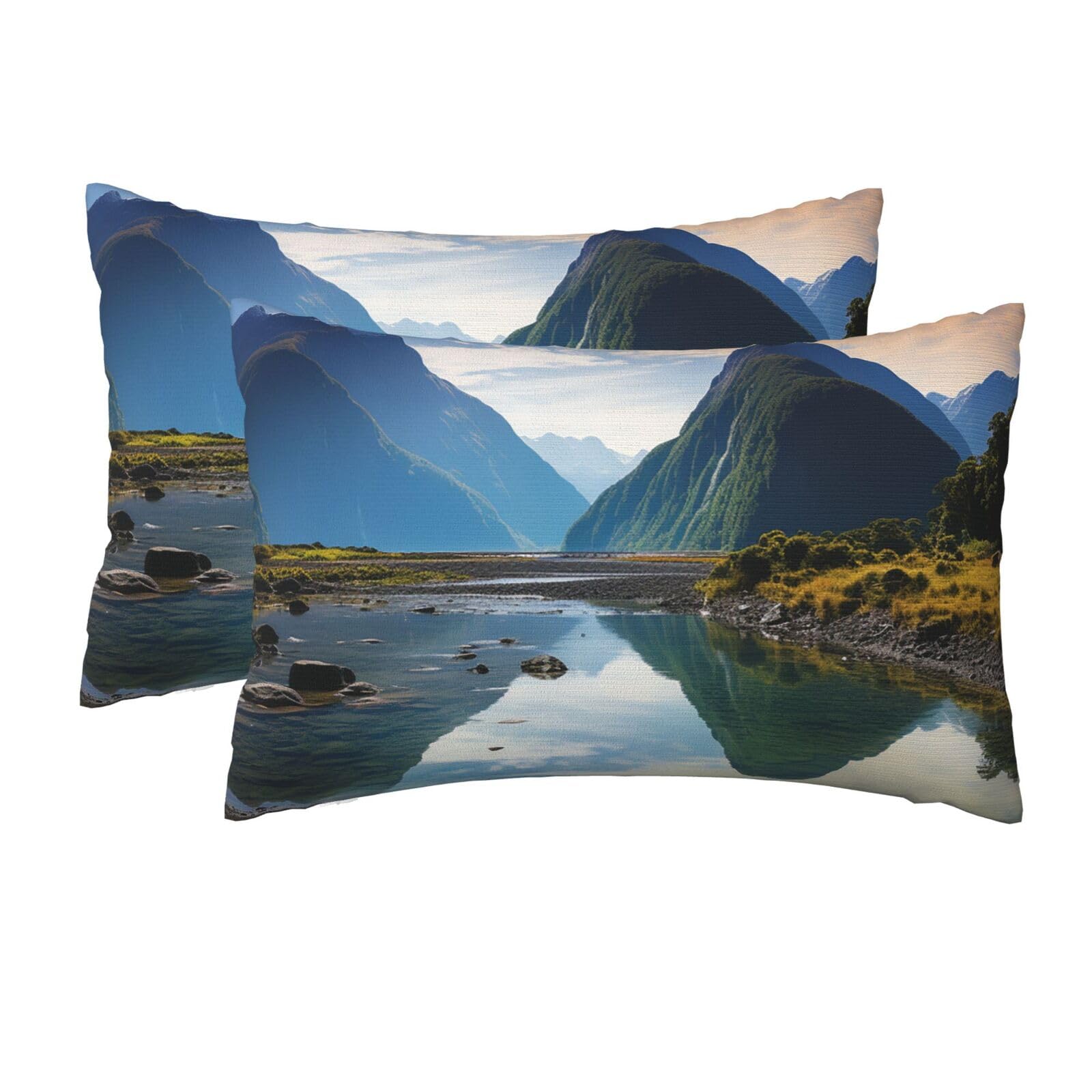 2 Pack Queen Size Pillow Cases for Hair and Skin Soft Breathable Pillow Case Covers with Hidden Zipper Fiordland National Park Pillowcase 20x30 Inches Pillow Cover for Sleeping Gift