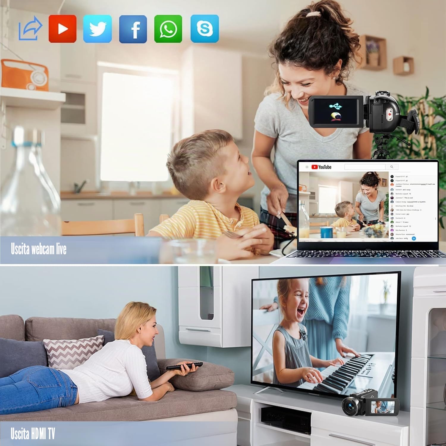 Videocamera FHD 1080P 36MP 30FPS Youtube Vlogging Visione Notturna IR 16X Zoom Digitale 3.0'' IPS Rotazione Schermo di 270 Gradi Videocamera Digitale