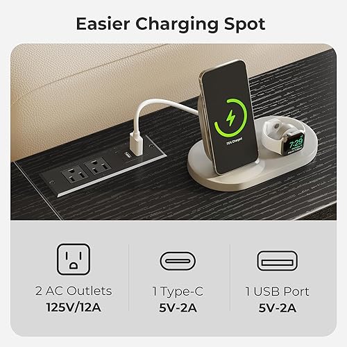 Miniatura 4 de SUPERJARE - Mesa de consola de 70 pulgadas con enchufes y puerto USB-C, mesa extralarga detrás del sofá con diseño en X, estrecha para entrada, sala