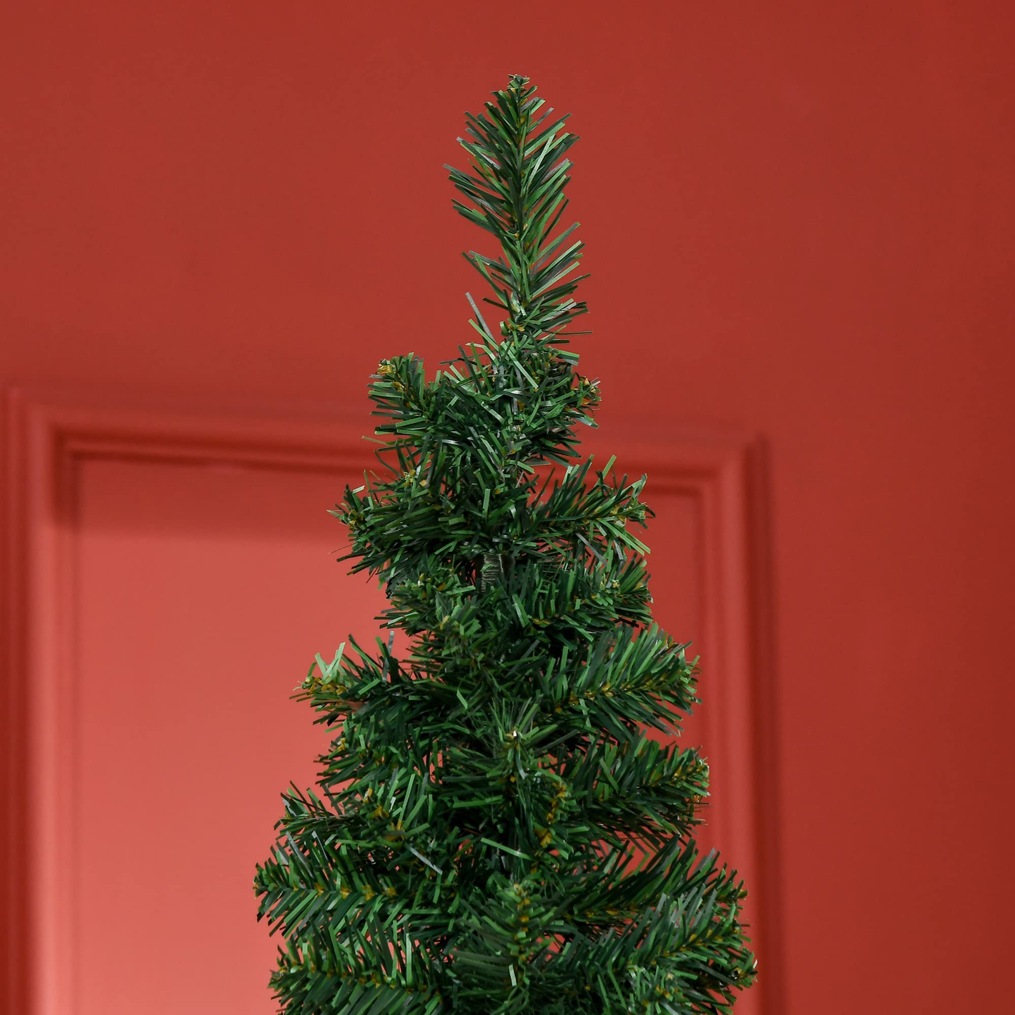 HOMCOM Albero di Natale Slim Artificiale 210 cm con Rami Realistici, Albero di Natale Alto e Stretto con Base Pieghevole, Verde