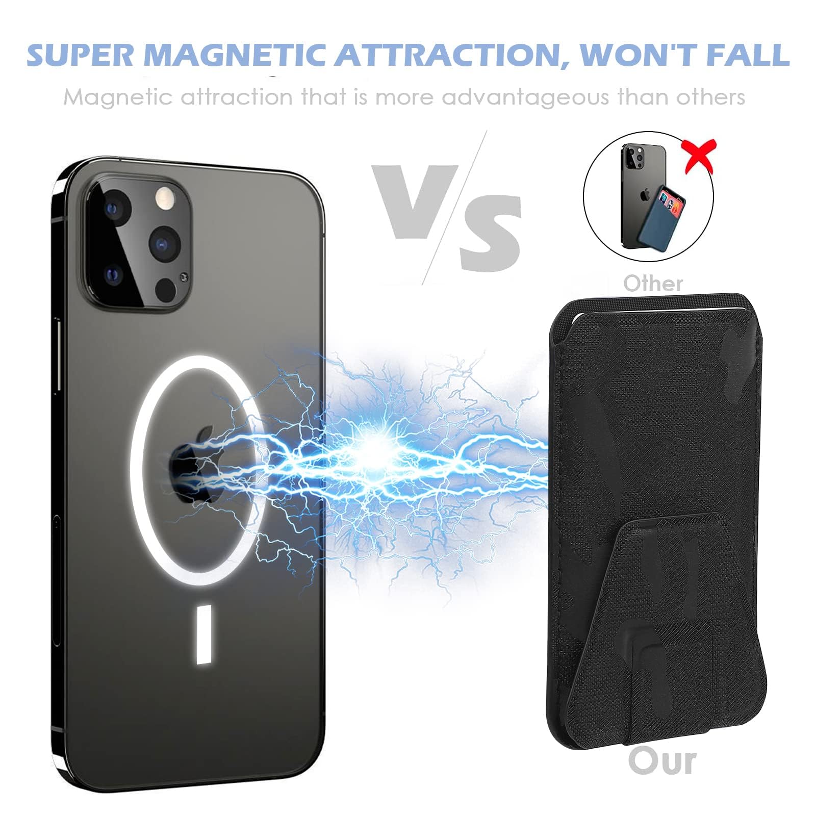 WALLFID Portafoglio in pelle con MagSafe compatibile con iPhone 12/13 Mini/Pro/Max, supporto RFID con magnete MagSafe