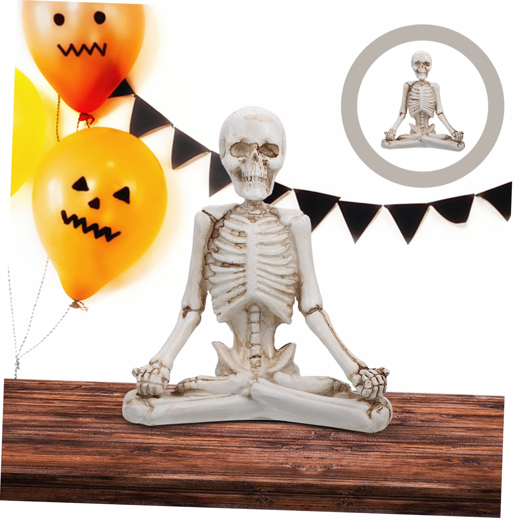 TOPBATHY 3 Piezas Cráneo De Yoga Estatua De Esqueletos De Yoga Estatuillas De Halloween Decoración De Escritorio De Halloween Estatuilla del Día De Los Muertos Estatua De Yoga Resina