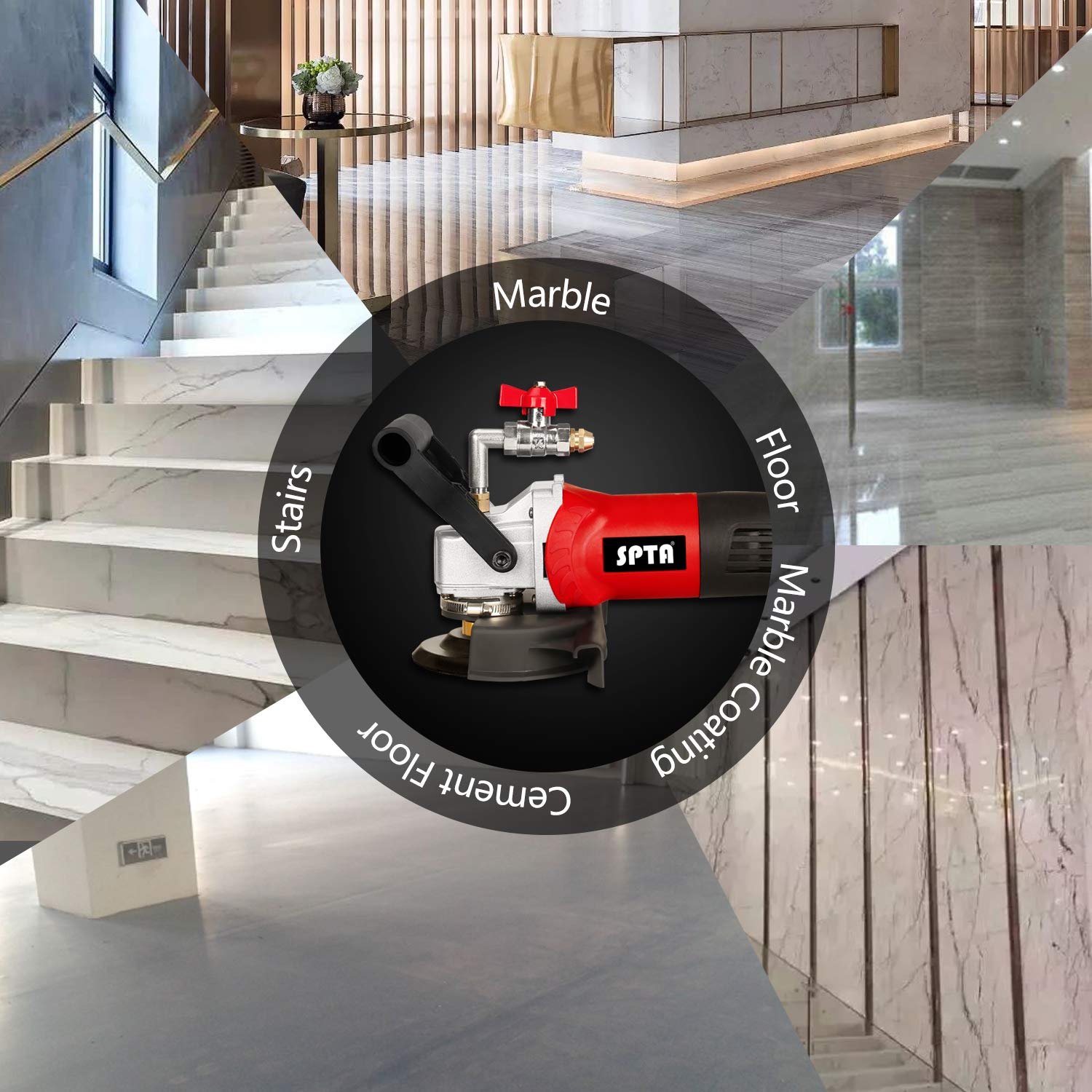 SPTA 230V 800W ad Acqua Lucidatrice bagnata a Umido lucidatrice elettrica per Pietra con velocità variabile, per Marmo, Cemento, Granito, terrazzo