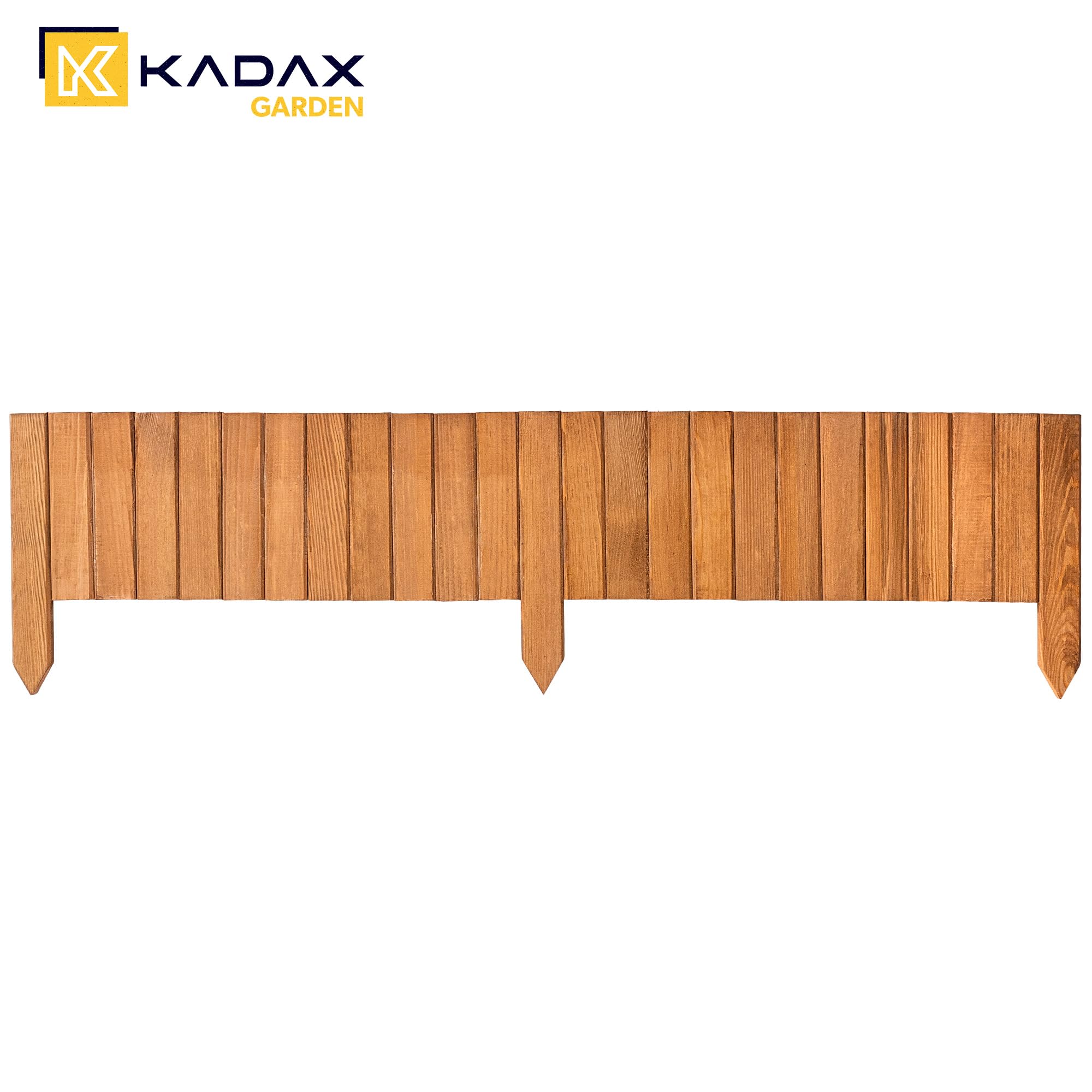 KADAX Borde para césped de madera, 116 x 20 cm, enmarcado de bancal, delimitación de jardín, valla de madera flexible, valla de jardín, valla para jardín, delimitación de bancal flexible, borde de