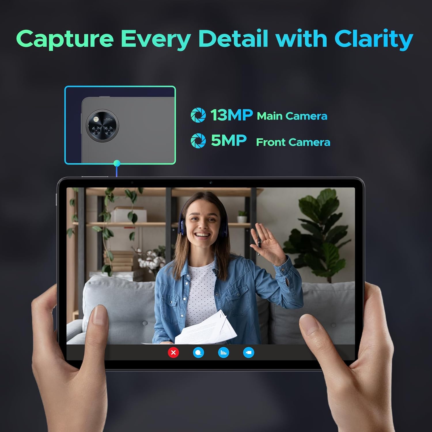 U11 Android 16 Tablet 11 Pulgadas, 16GB RAM+128GB ROM/2TB TF Tableta para Niños, Batería 8580 mAh, HD 90Hz, 13MP+5 MP/WiFi 5G/Face ID/Widevine L1/GMS/GPS/OTG/Audio 3.5mm Jack Tablets Gaming 9